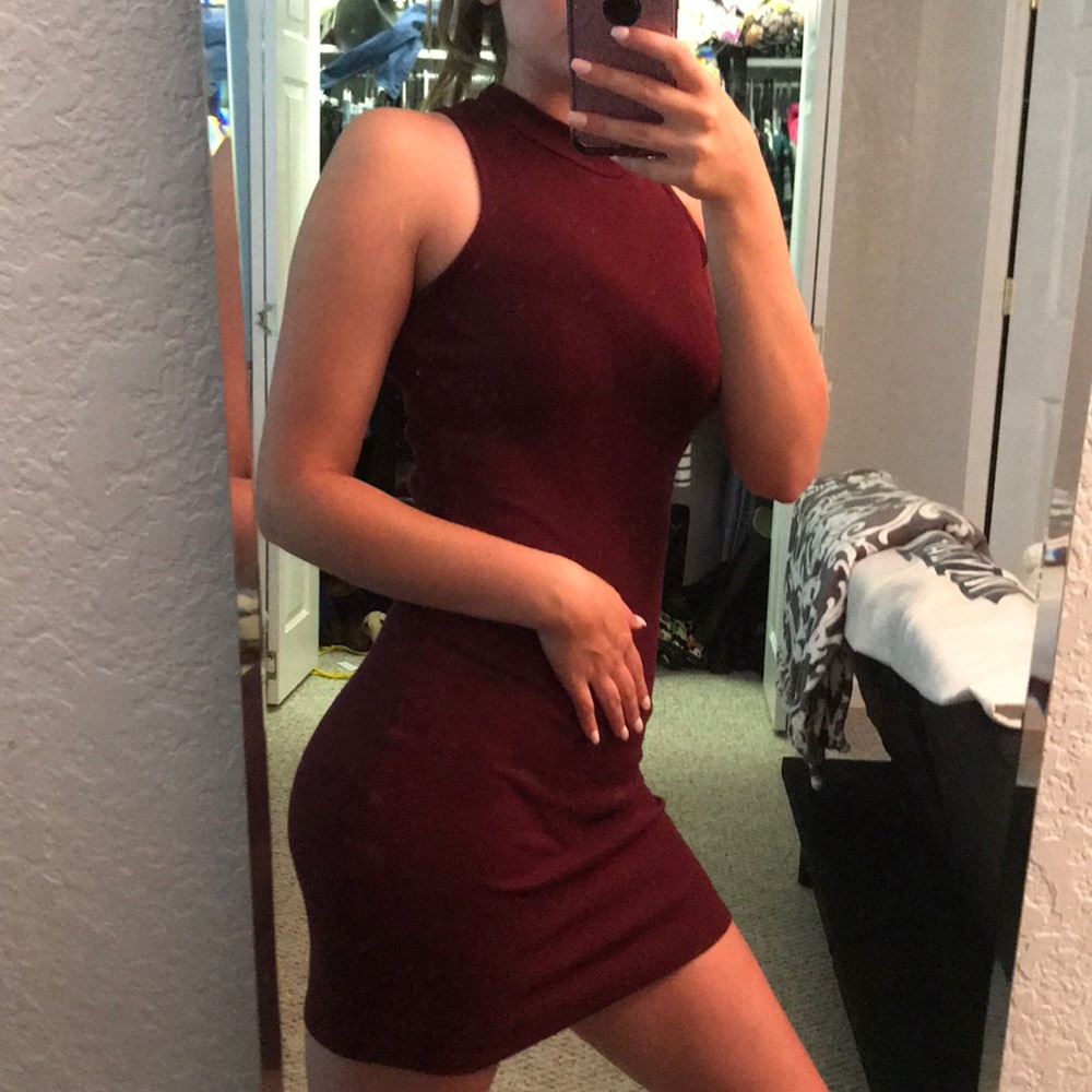 Red fitted dress!